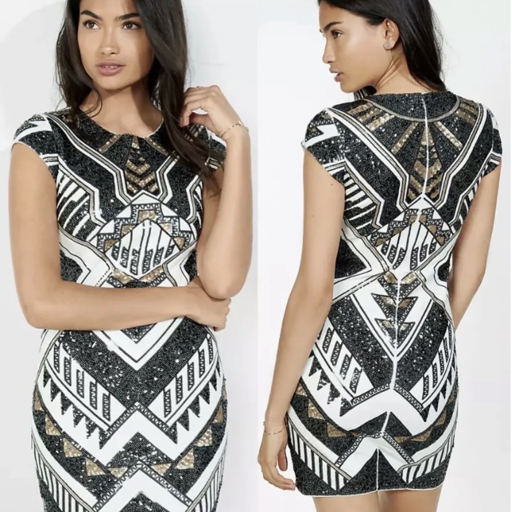 Black and White Express Deco Sequin Dress (L)